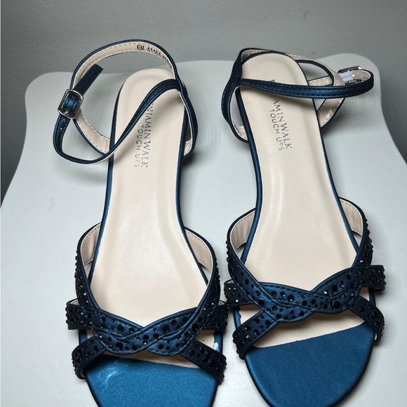 Benjamin Walk Blue Sandals with Ankle Strap and Bow Detail - Picture 2 of 5